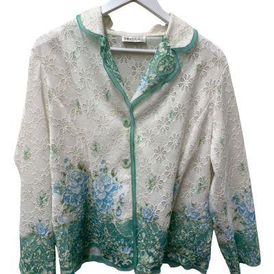 Fella Hamilton Womens  Size XXL Long Sleeve Top Blue / Green / White 