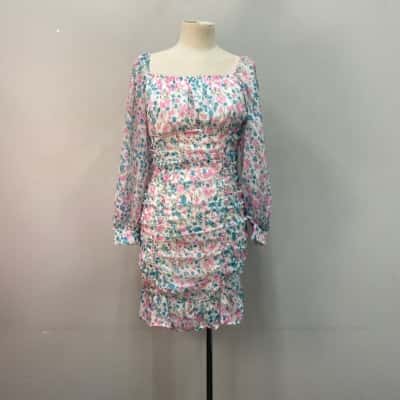Willy Bazar Womens  Size M Floral Dress Blue / Floral / Pink  / White 