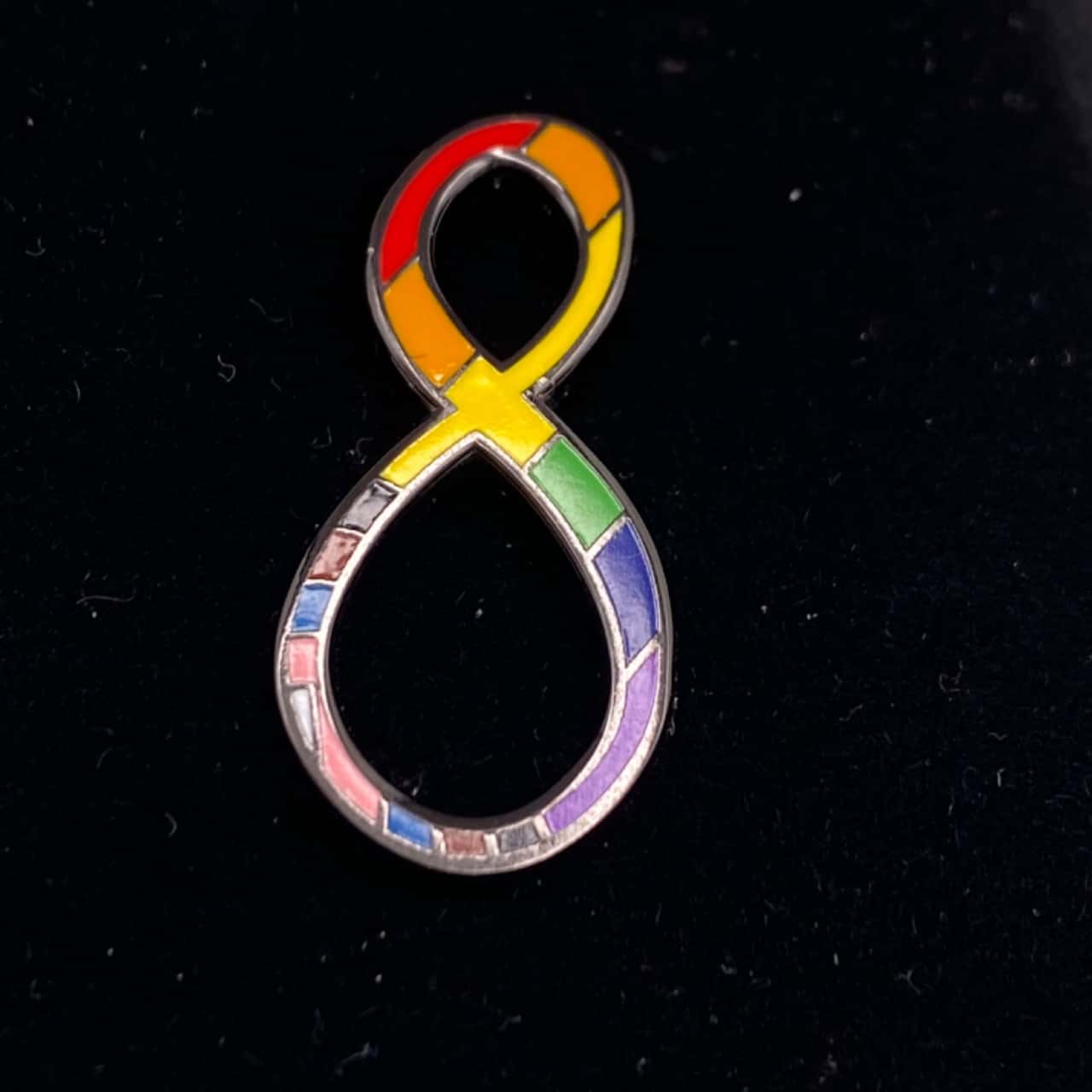 Autism Awareness Pin in Small Black Velvet Box Bold Rainbow Colours(s)