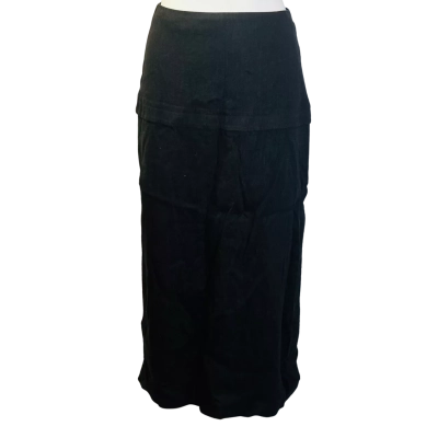DISSH Size 10 Linen Maxi Side Split Skirt Black  