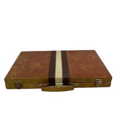 Vintage Brown Briefcase Backgammon Set