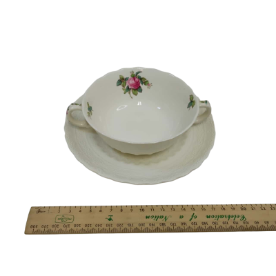 Vintage Spode Billingsley 2 Handled Rose Tea Cup And Saucer