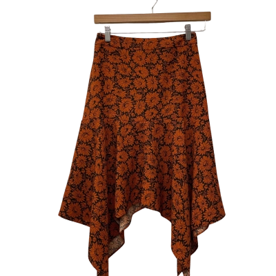 Veronika Maine Womens  Size 6 Midi Skirt Black  / Burnt Orange 