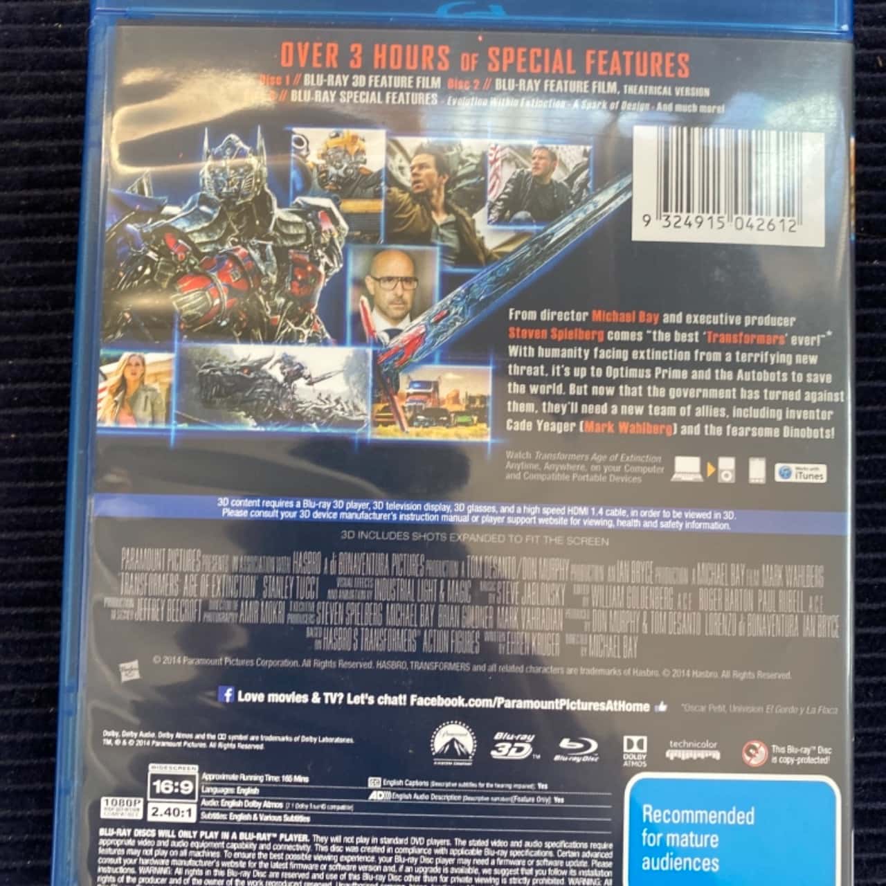 Transformers age of extinction Blu Ray