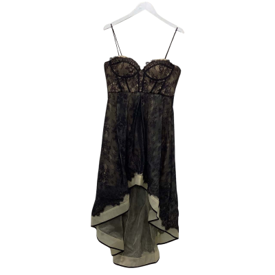 Bariano Size 12 Black Lace Overlay Formal Dress