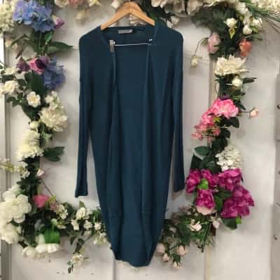 ELK Size S, open Cardigan petrol Blue with cashmere 