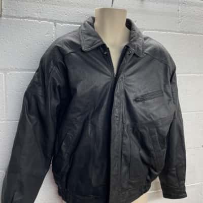  Mens Jasper leather   Size L Front Zipper / Leather Jacket Black  