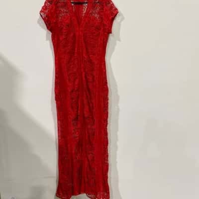 Forever New Laya Lace Maxi Dress   Size 14 Red RRP$179.99