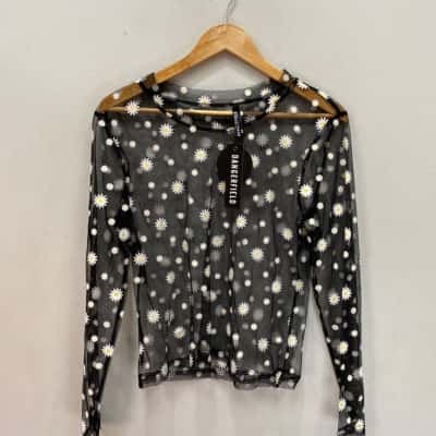 Dangerfield Womens  Size 12 Long Sleeve Top Black  / Floral 