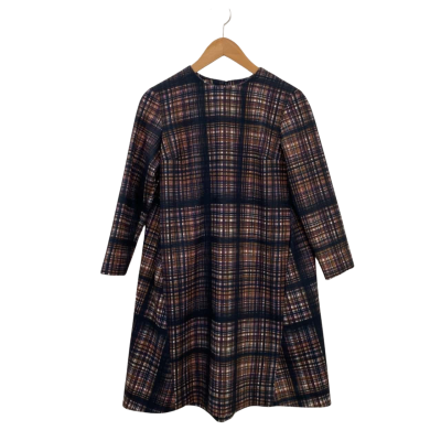 COS Womens  Size 32 Short Sleeve Dress  Black  / Brown / Checked 