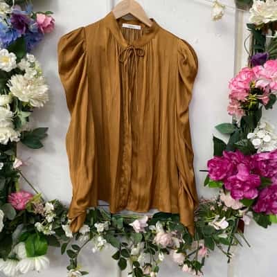 Morrison Womens  Size 12 / 3 Blouse / Long Sleeve Shirt Mustard / Yellow 