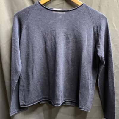 Biarritz Navy Silk Cashmere Top Womens  Size S 