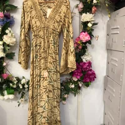 Gypsy Goddess(Fremantle) NWT Size M/L Maxi Dress Gold Flecks 