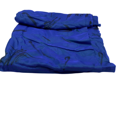 Synthetic fabric.   110 x 230 cms.  Blue with random brush strokes.