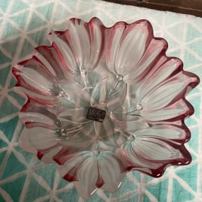 Mikasa Waltherglas Bowl & Plate - Pink Tulips