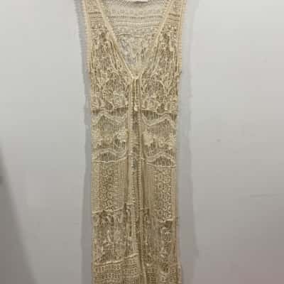 Red Dirty -  Boho Womens  Size L / M Cream Crocheted Duster
