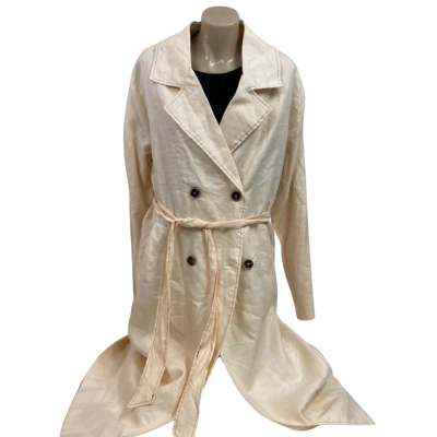 Womens Trench Coat Avalon Contrast Linen Size 10