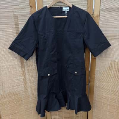 Ganni Womens  Size 38 Short Sleeve Dress  Black  
