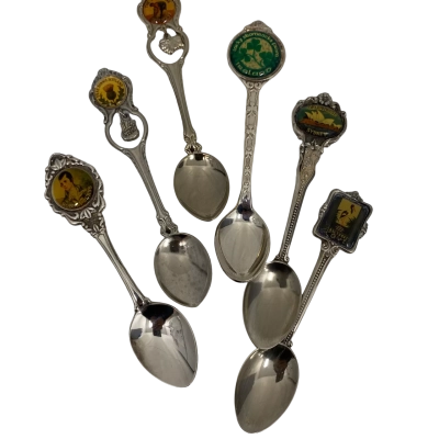 Vintage Souvenir Spoons Silver Plated 6 Pieces 