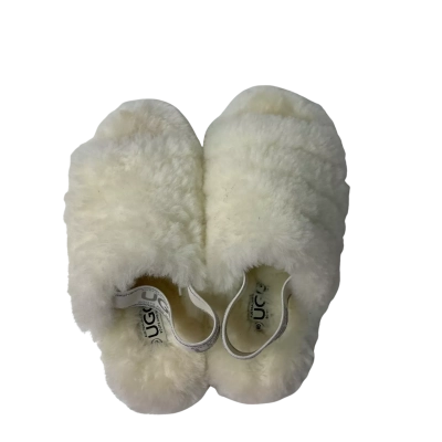 NEW UGG Womens Fluffy Slingback Sheepskin House Slippers Size 8 White 