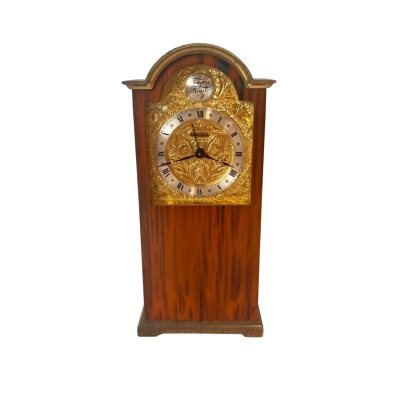 Swiza Swiss Tempus Fugit Mechanical Mantel Clock Woodgrain Gold Tone
