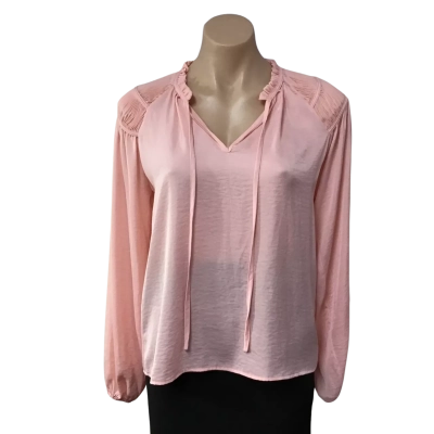 Tokito Womens Size 8 Pink / Pin-tuck Detail Long Sleeve Top 