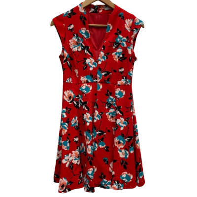 Zara Womens  Size 8 Midi / Short Sleeve Dress  Multicoloured / Red 