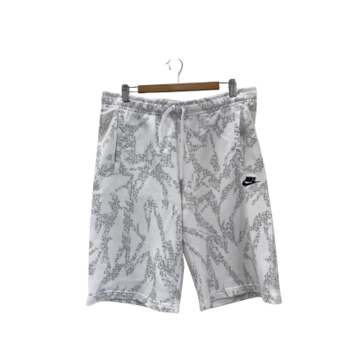 Nike Mens Fleece Shorts Size L White / Grey Pattern 