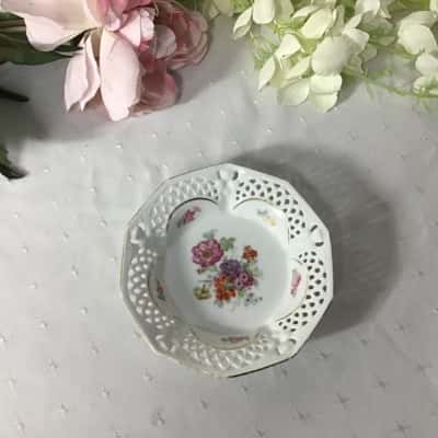 Vintage Arzberg Bavaria Floral Pattern Reticulated Small Porcelain Dish