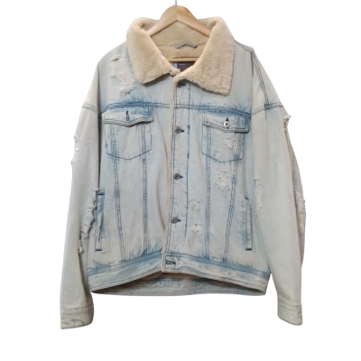 Zara Man Mens  Size L Distressed Denim Jacket  