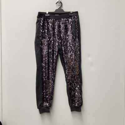 Peter Alexander Womens  Size M Track Pants Grey with siver sequins on front 