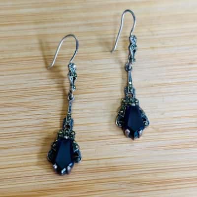 Ornate Silver & Amethyst Earrings 