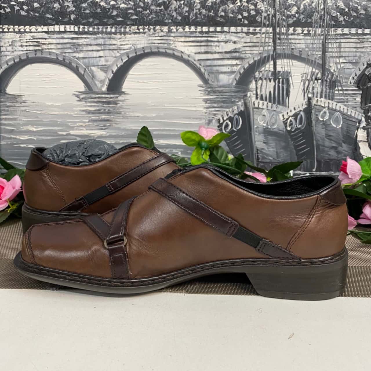 Womens Ricker brown leather slip ons (s) — free download