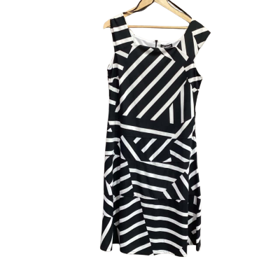 Liz Jordan Womens Black and White Midi Dress Size L