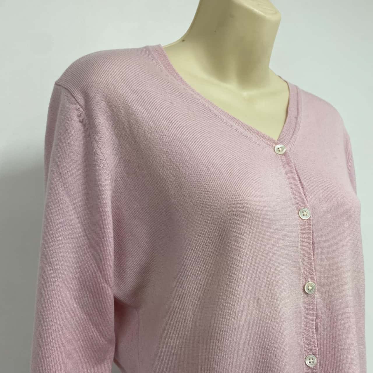 David Jones Womens Size L Pink Merino Wool Cardigan (s)