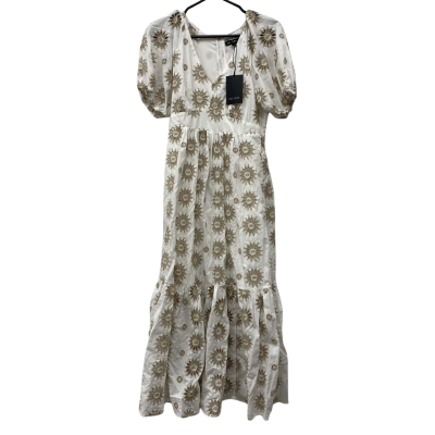 Decjuba Women's Midi Dress Beige / White - Size 6 - NEW