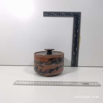 Earthy Ceramic Cannister Black Brown Earthy Sugar Bowl 
