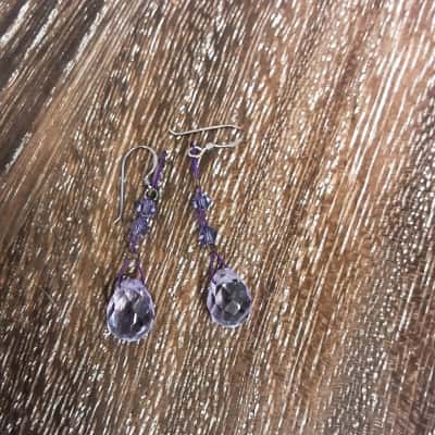 Delicate lavender hue Crystal dangle earrings