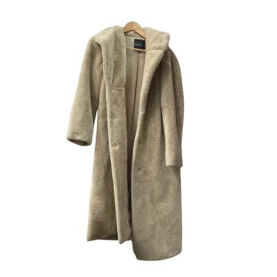 Decjuba Womens Decjuba Rose Longline Faux Fur Coat Size S Natural 