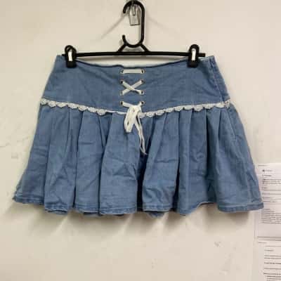 Dangerfield Womens  Size 14 Denim Skirt / Pleated Skirt Blue 