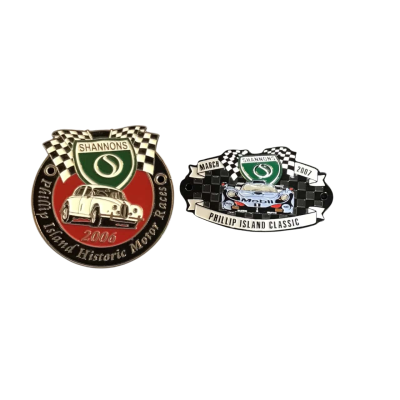 2 x Shannons Phillip Island Motor Races Club badges 