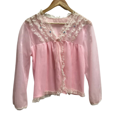  Vintage nylon bed jacket 60’s Womens  [e)