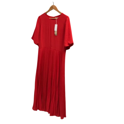 NWT Forever New Charlotte Puff Sleeve Pleated Dress Size 16 
