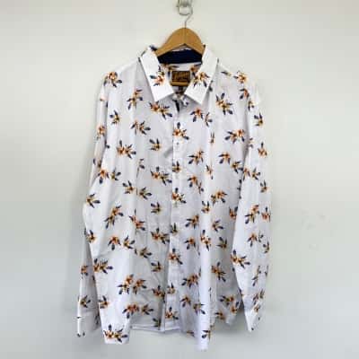 Johnny Bigg White Florance Floral Stretch Long Sleeve Shirt  Size 6XL 6