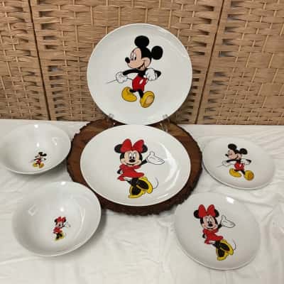 Set Mickey Minnie Mouse Disney Bowl Plate Dinner Collectables 