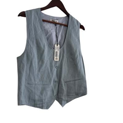 BNWT Rolla’s Womens  Size 12 / L Soho Linen Vest Blue RRP: $149.95