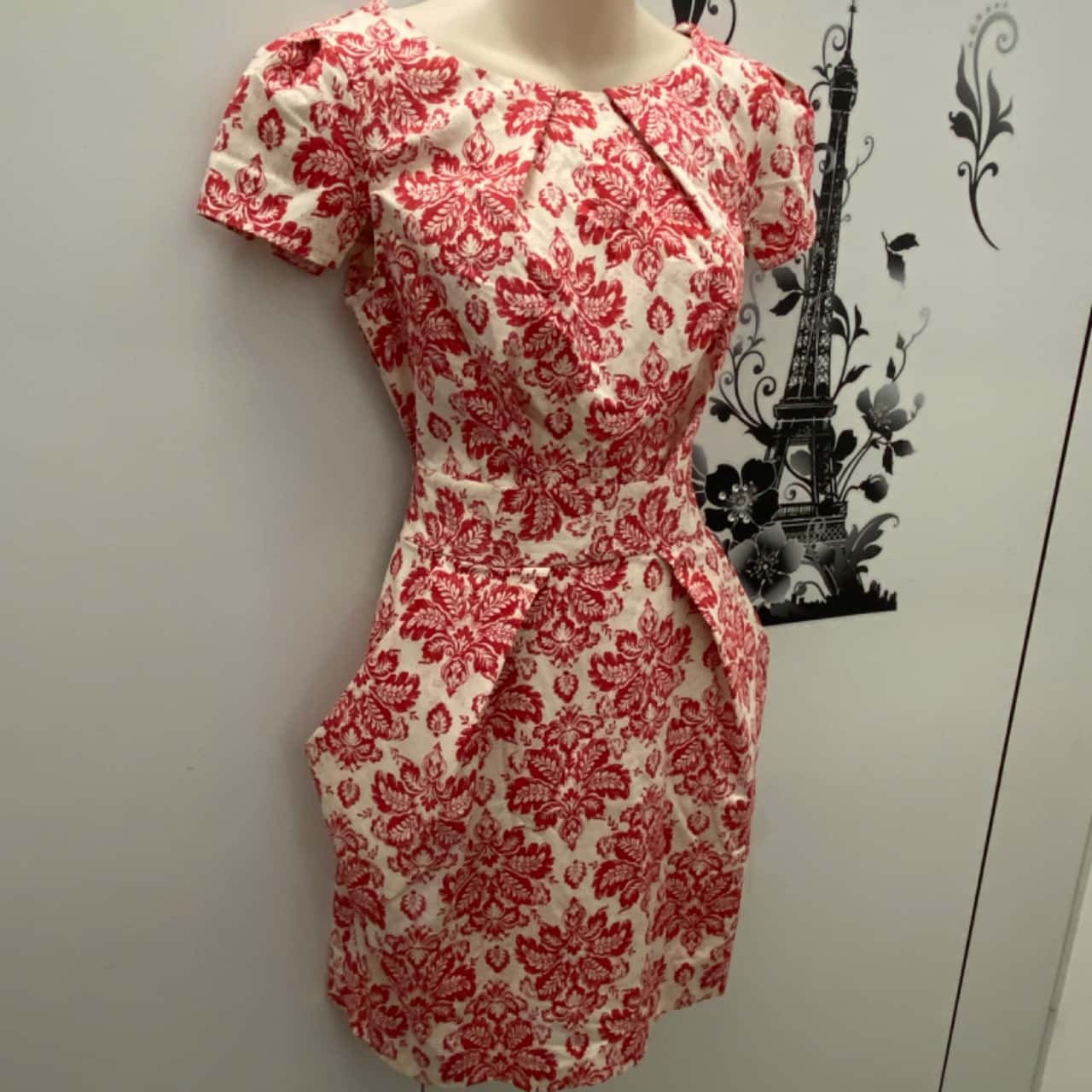 Womens CLOSET LONDON Red n Cream Floral Dress Brand New(s)