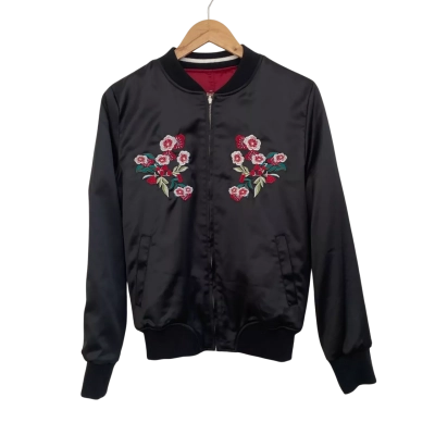 Reversible Jacket Womens  Size S Bomber Jacket Black  / Red / White 