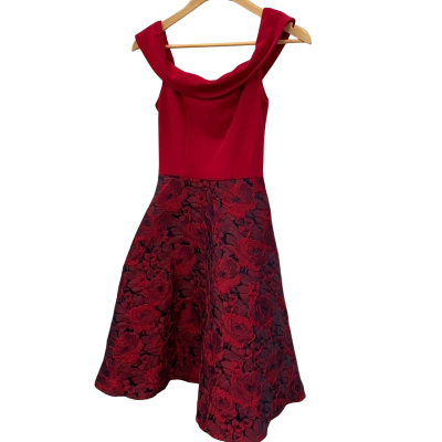 Review Womens  Size 6 Cocktail Dress Navy Blue / Red 