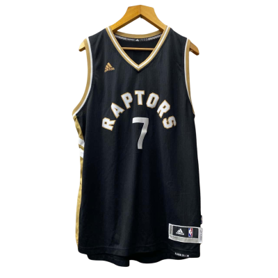 Adidas / NBA Mens  Size L Raptors #7 Kyle Lowry Jersey Black  / Gold / White 